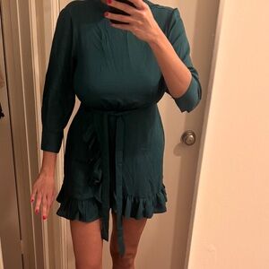 ASOS Teal Mini Dress with Ruffle Detail